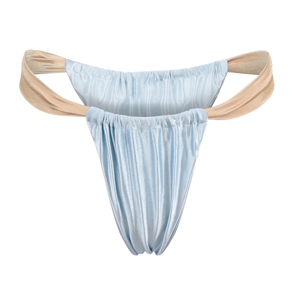 Elegant Blue and Tan Bikini Bottom